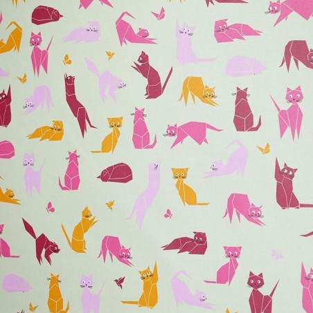 Coupon en coton 50x80cm Chats rose