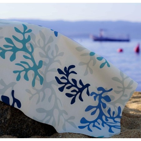 Tissu en coton enduit Corail bleu Tissu en coton enduit Corail bleu