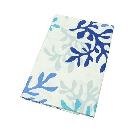 Tissu en coton enduit Corail bleu Tissu en coton enduit Corail bleu
