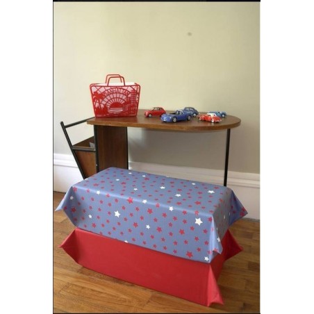 Tissu en coton enduit Etoile denim/rouge Tissu en coton enduit Etoile denim/rouge