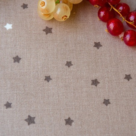 Tissu en coton enduit Etoiles taupe taupe Tissu en coton enduit Etoiles taupe taupe