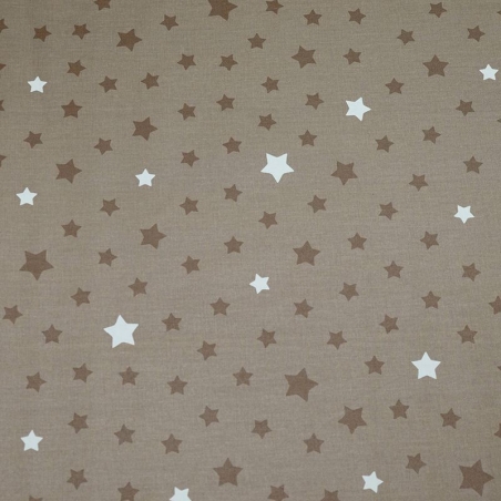 Tissu en coton enduit Etoiles taupe taupe Tissu en coton enduit Etoiles taupe taupe