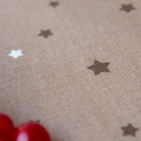Tissu en coton enduit Etoiles taupe taupe Tissu en coton enduit Etoiles taupe taupe