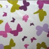 Tissu en coton enduit Papillon vert/prune Tissu en coton enduit Papillon vert/prune