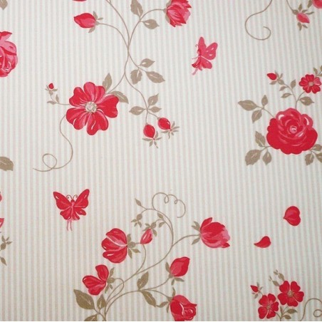 Tissu en coton enduit Rose taupe/rouge Tissu en coton enduit Rose taupe/rouge