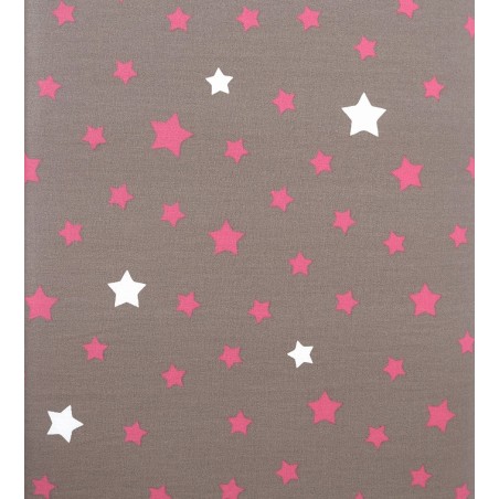 Tissu en coton Etoile Taupe Rose Tissu en coton Etoile Taupe Rose