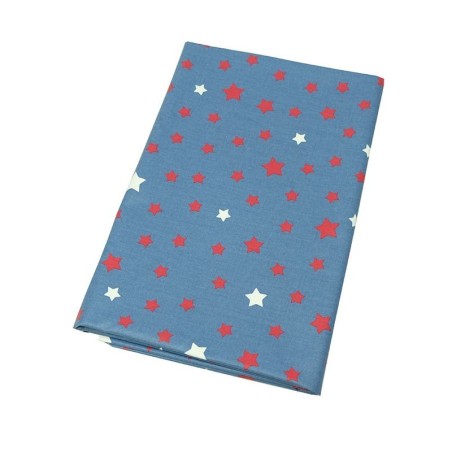 Tissu en coton Etoile denim/rouge Tissu en coton Etoile denim/rouge