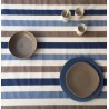 Tissu en coton enduit Rayure taupe bleu Tissu en coton enduit Rayure taupe bleu