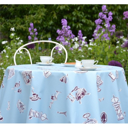 Tissu en coton enduit Paris bleu Tissu en coton enduit Paris bleu