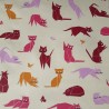 Tissu en coton enduit Chats rose Tissu en coton enduit Chats rose