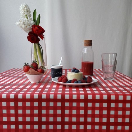 Tissu en coton enduit Guinguette Rouge Tissu en coton enduit Guinguette Rouge