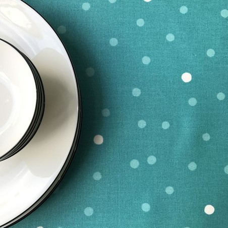 Tissu en coton enduit Confettis Turquoise Tissu en coton enduit Confettis Turquoise