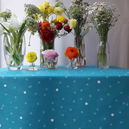 Tissu en coton enduit Confettis Turquoise Tissu en coton enduit Confettis Turquoise