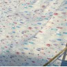 Tissu en coton enduit Poissons bleu rouge Tissu en coton enduit Poissons bleu rouge