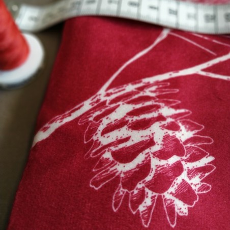 Tissus en velours pin rouge