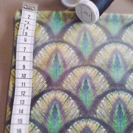 Tissus en velours plumes vertes