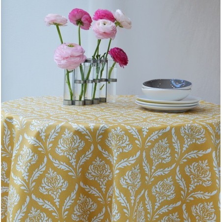 Tissu en coton enduit Pompadour jaune Tissu en coton enduit Pompadour jaune