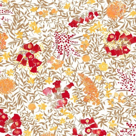 Tissu en coton Mimosa Rouge Tissu en coton Mimosa Rouge